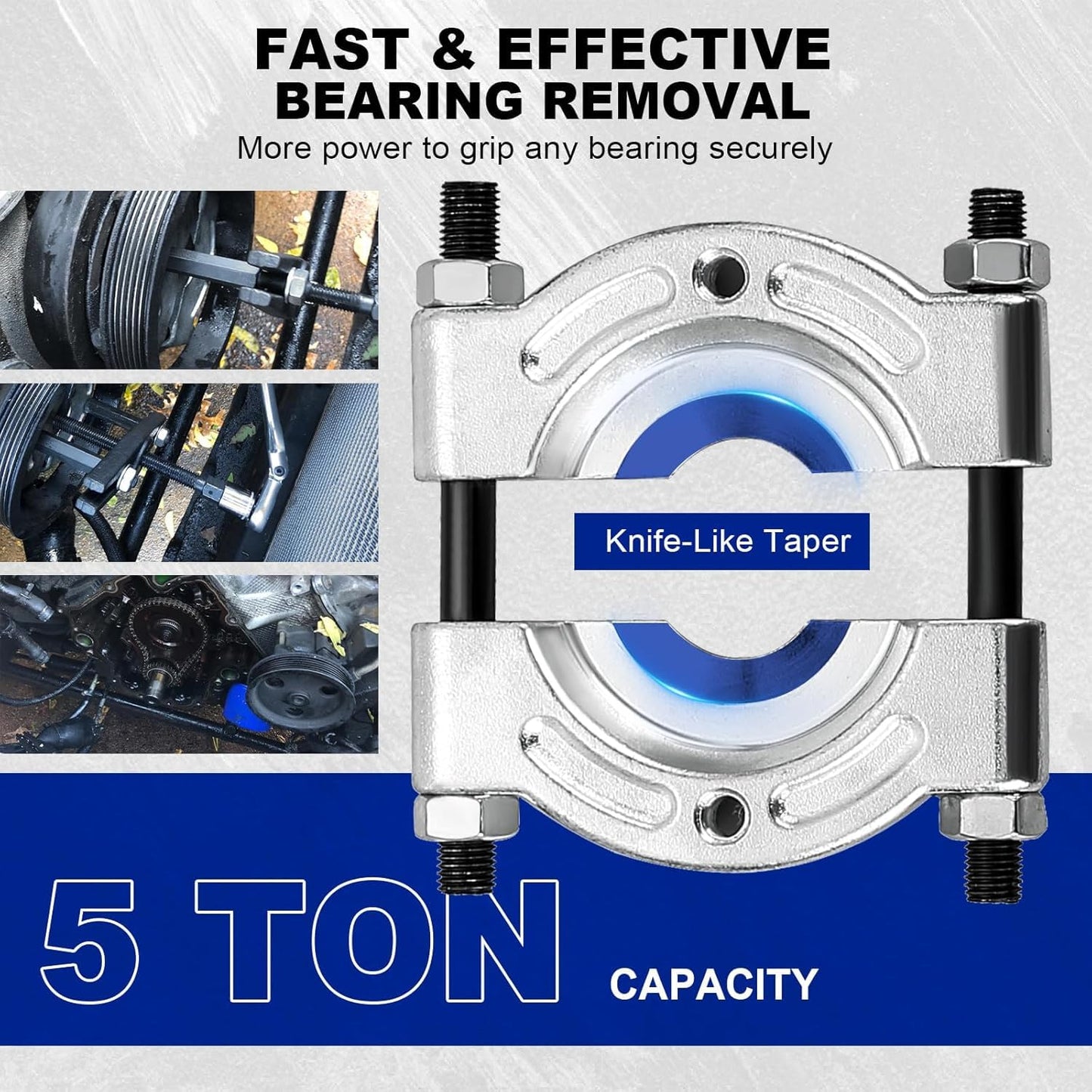 DASBET 14PCS Bearing Puller Set 5 Ton Capacity Bearing Separator Wheel Hub Axle Puller Set Pinion Wheel Bearing Removal Kit with 2" and 3" Jaws Heavy Duty Bearing Splitter Tool Kit