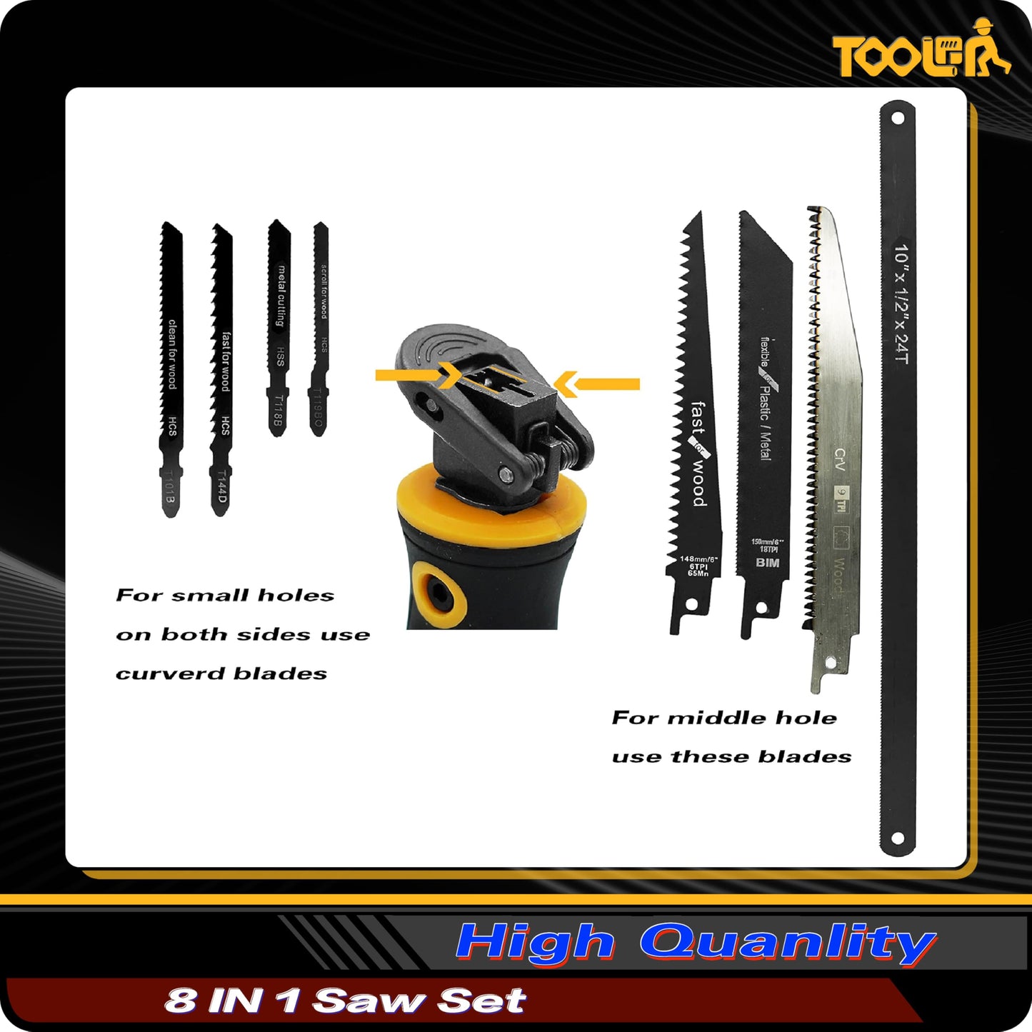 TOOLAN: 8-in-1 Multi Blades Hand Saw, Drywall Cutter Saw. Hackwaw. Long Blade Hand Saw for Cut, Sheetrock, Wood, Metel, Plastic, Plywood. Portable Hand Saw