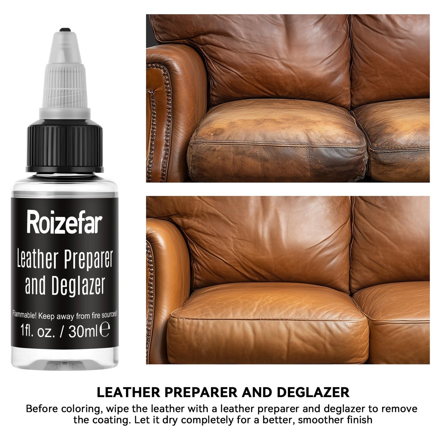 Roizefar Acrylic Leather Paint, Ultimate All-in-One 20 x 30ml Kit with Deglazer & Finisher, 18 Colors Flexible & Waterproof Leather Dye for Shoes, Bags, Jackets, Sneakers, Couches, Car Seats, Sofa