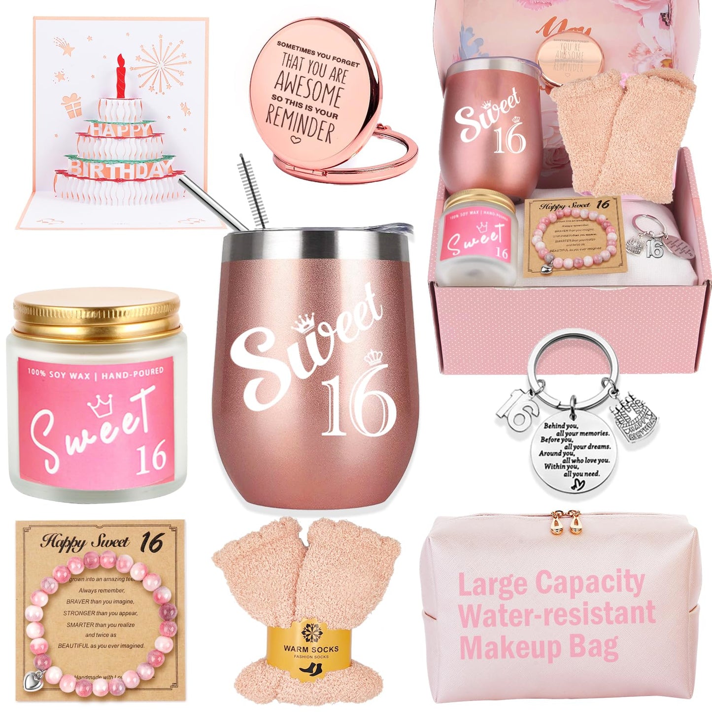 Sweet 16 Birthday Gifts for Girls, 16th Birthday Gifts Basket for Best Friends Female Sister Mom Wife Daughter Her Girlfriend Coworker Bestie