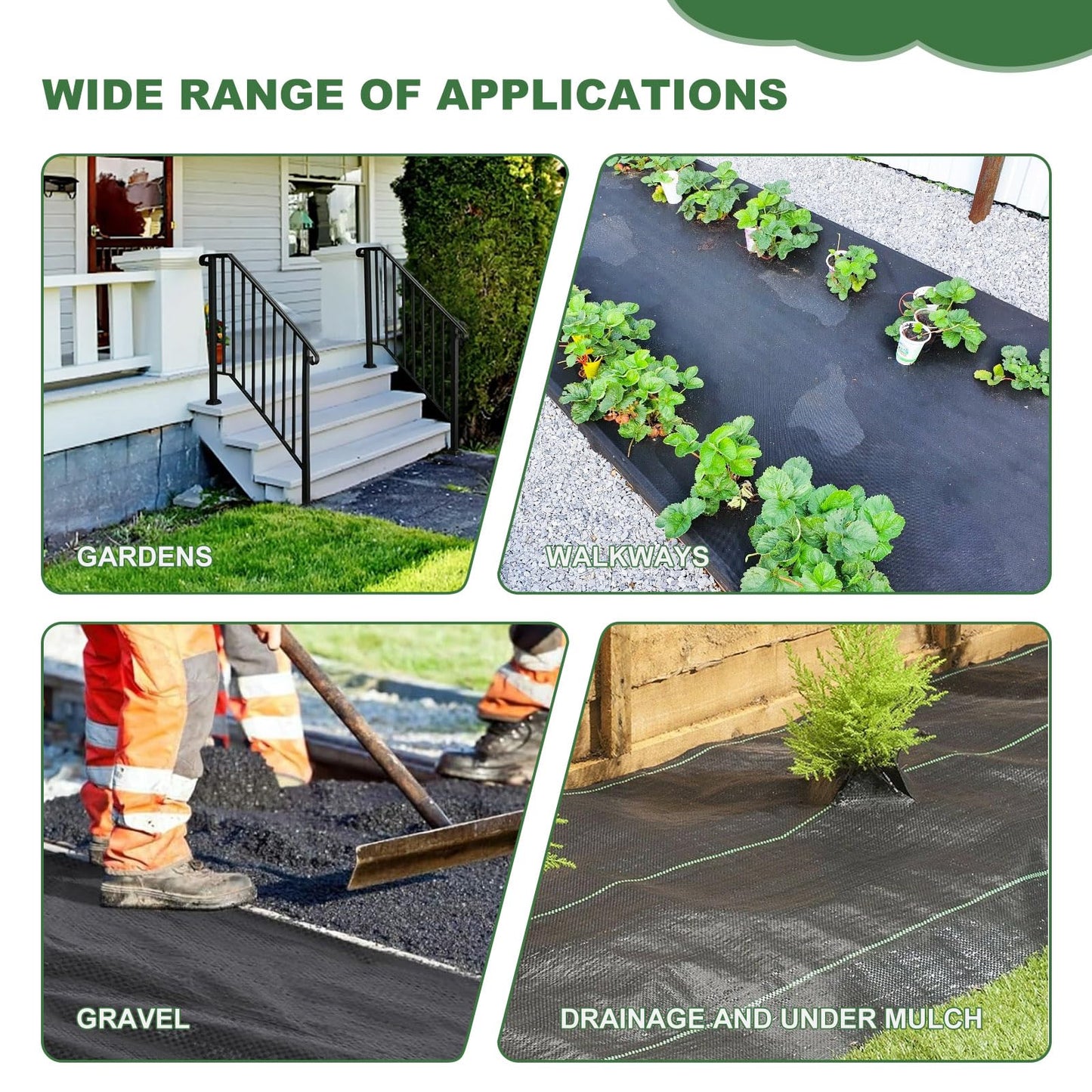 Weed Barrier Landscape Fabric 4ft x 100ft, 3.2oz Heavy Duty Grade Woven Weed Ground Cover, High Permeability Durable Weed Control Mat for Gardening, Farming & Commercial Landscaping
