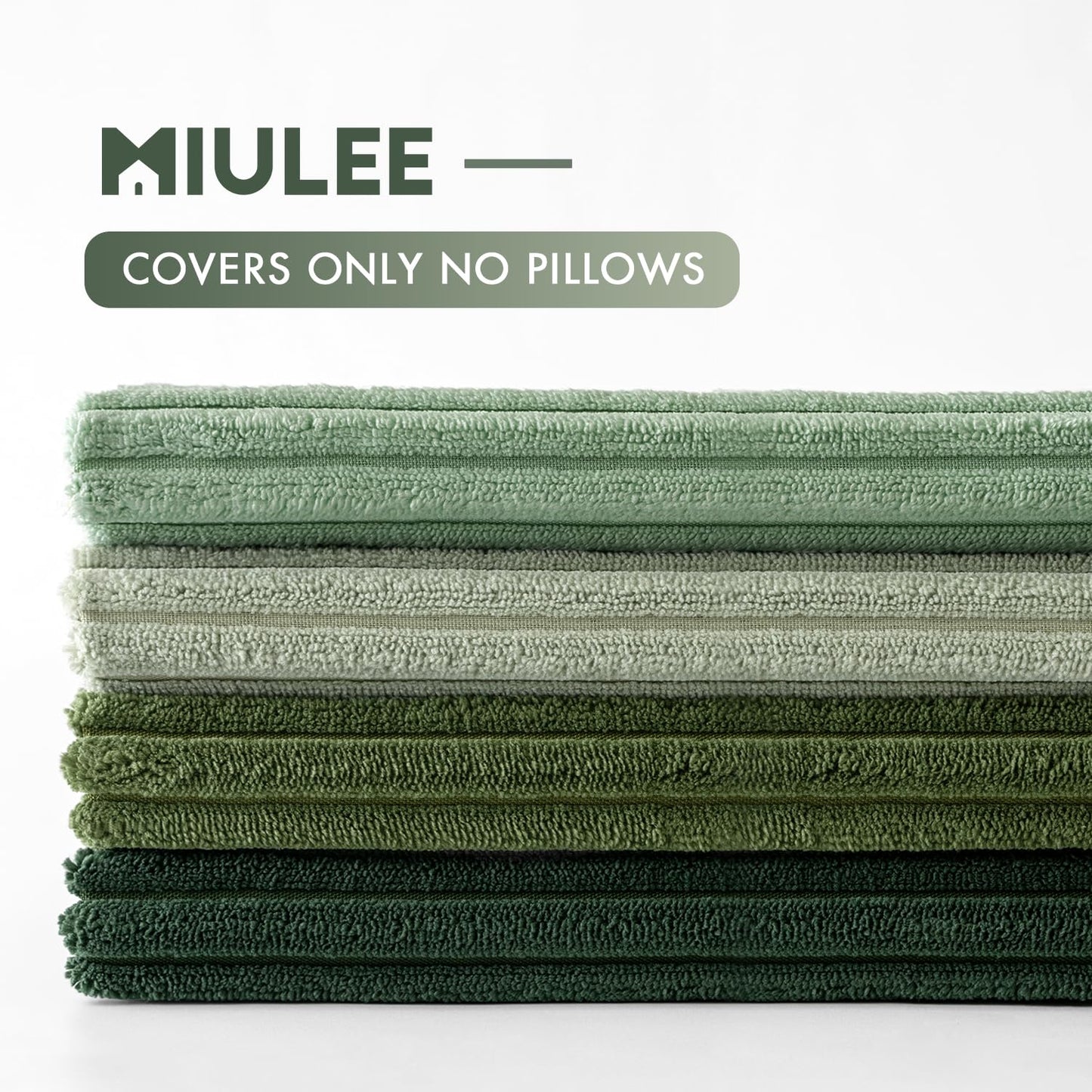 MIULEE Pack of 4 Green Corduroy Decorative Throw Pillow Covers 18x18 Inch Soft Boho Striped Pillow Covers Modern Farmhouse Home Decor for Sofa Living Room Couch Bed