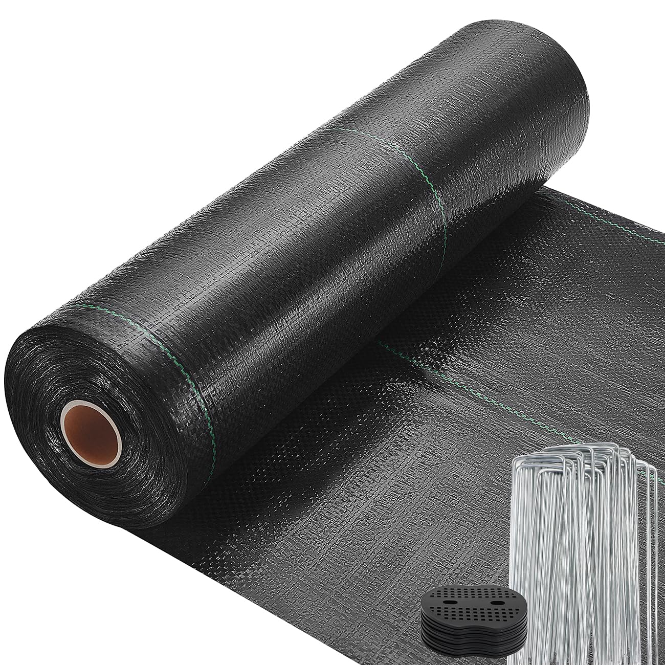 Wohohoho 4Ft x 66FT Landscape Fabric with 20Pcs Weed Pegs Set. 4OZ Premium PE Heavy Duty Weed Fabric, 1.2m x 20m Weed Control Blocker Non Woven Ground Cover for Patios, Garden, Flower beds, Pond
