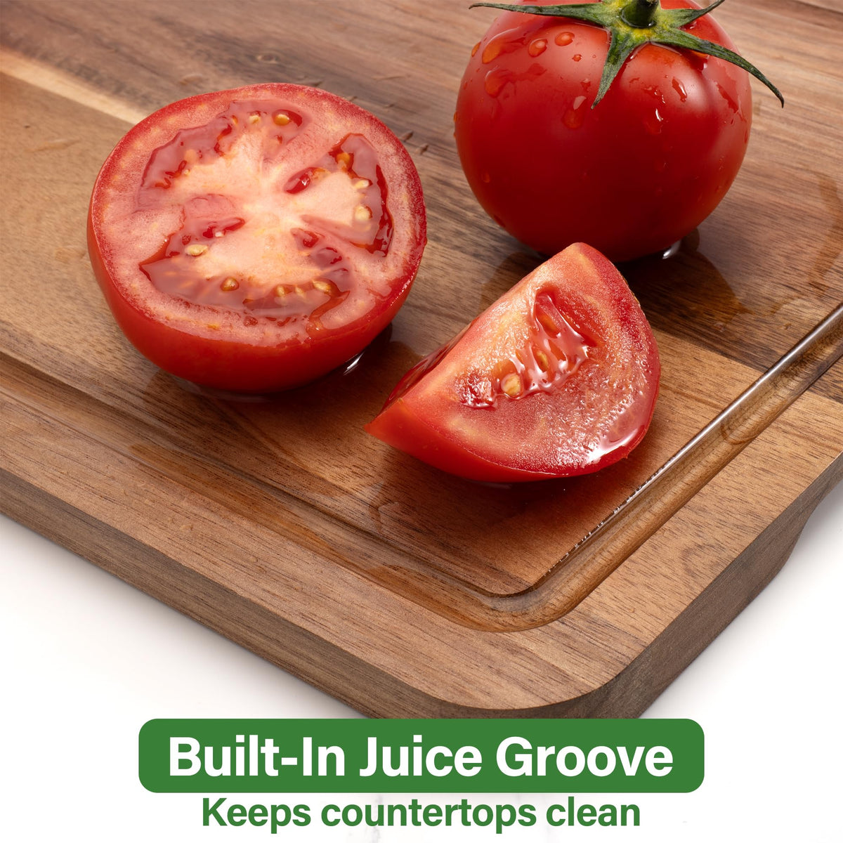 Wood Cutting Board for Kitchen, Wooden Cutting Board Set of 3 with Juice Groove, Double-Sided Chopping Board Serving Board for Meat, Vegetables and Cheese