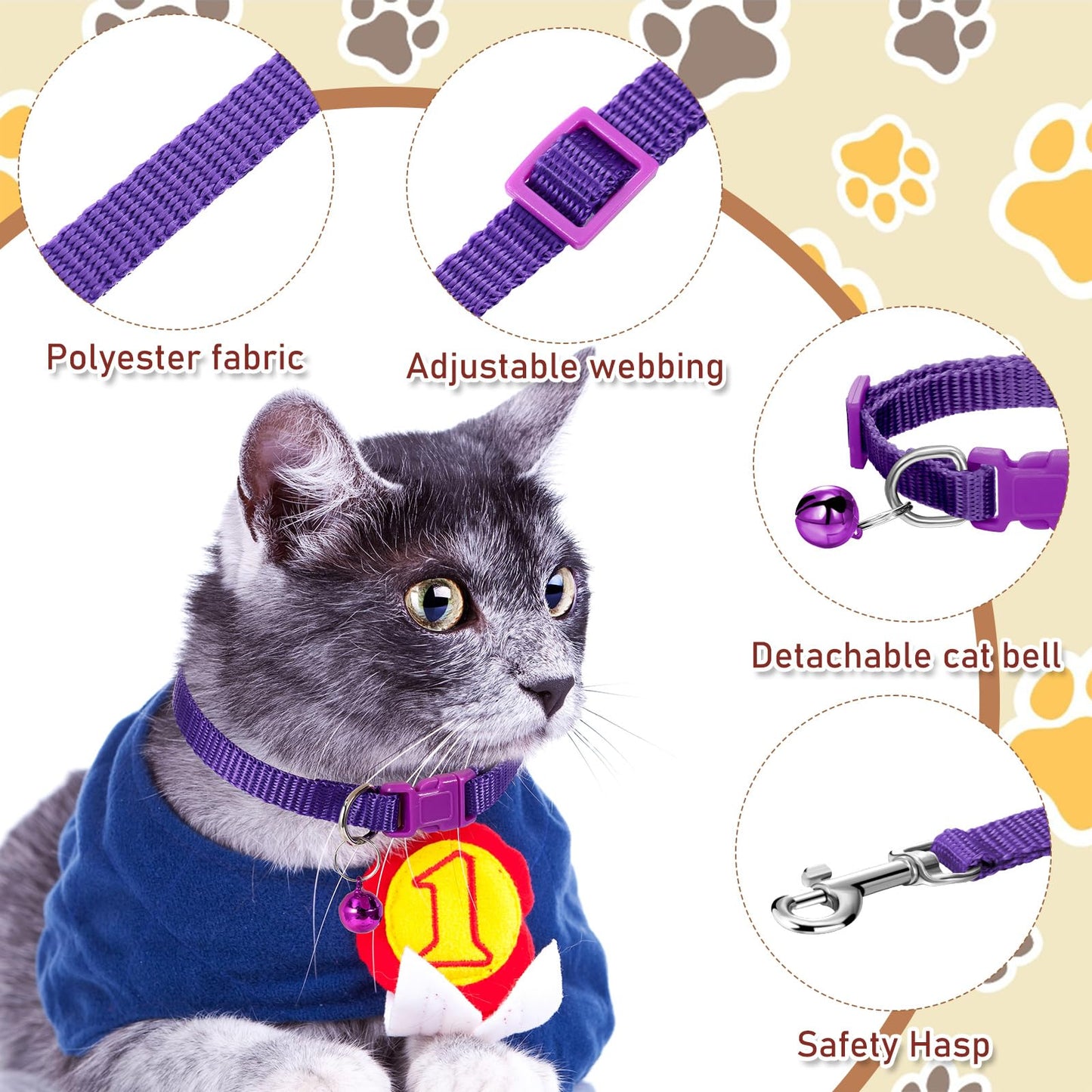 Amylove 48 Pcs Dog Collar and Leash Set, Polypropylene Adjustable Puppy Collars for Medium Dogs Small Pet Puppy Walking Training with Hook and Buckle(Multicolor,Solid Pattern)