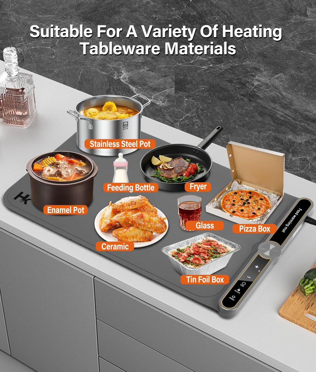 HK Newly Upgraded Warming Mat for Food, Food Fast Heating Electric Warming Mat with 9 Level Adjustable Temperature and 6 Hours Timer, Roll Up Food Warmers for Parties, Buffets, and Home Use