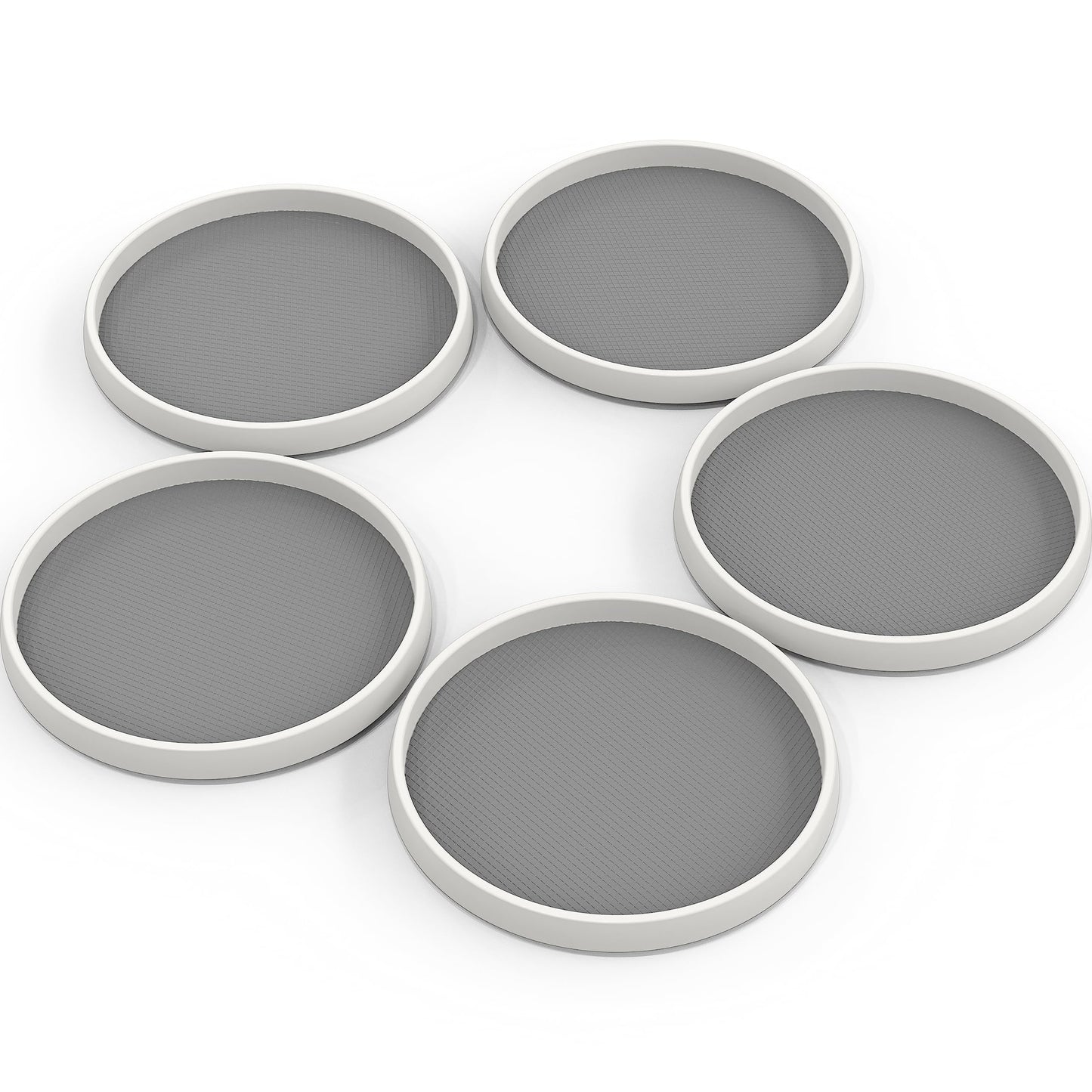 Simple Houseware 12-Inch Turntable Non-Skid Lazy Susan Multifunctional Organizer, 5 Pack, White