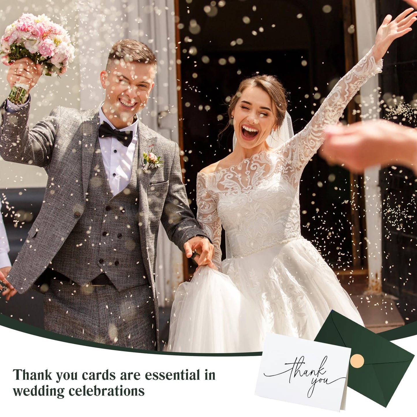 Goefun 144 Thank You Cards with Envelopes Bulk Pack 4×6 Green Blank Thank You Notes, Elegant Designs for Wedding, Baby Shower, Bridal Shower, Small Business, Graduation and Funeral