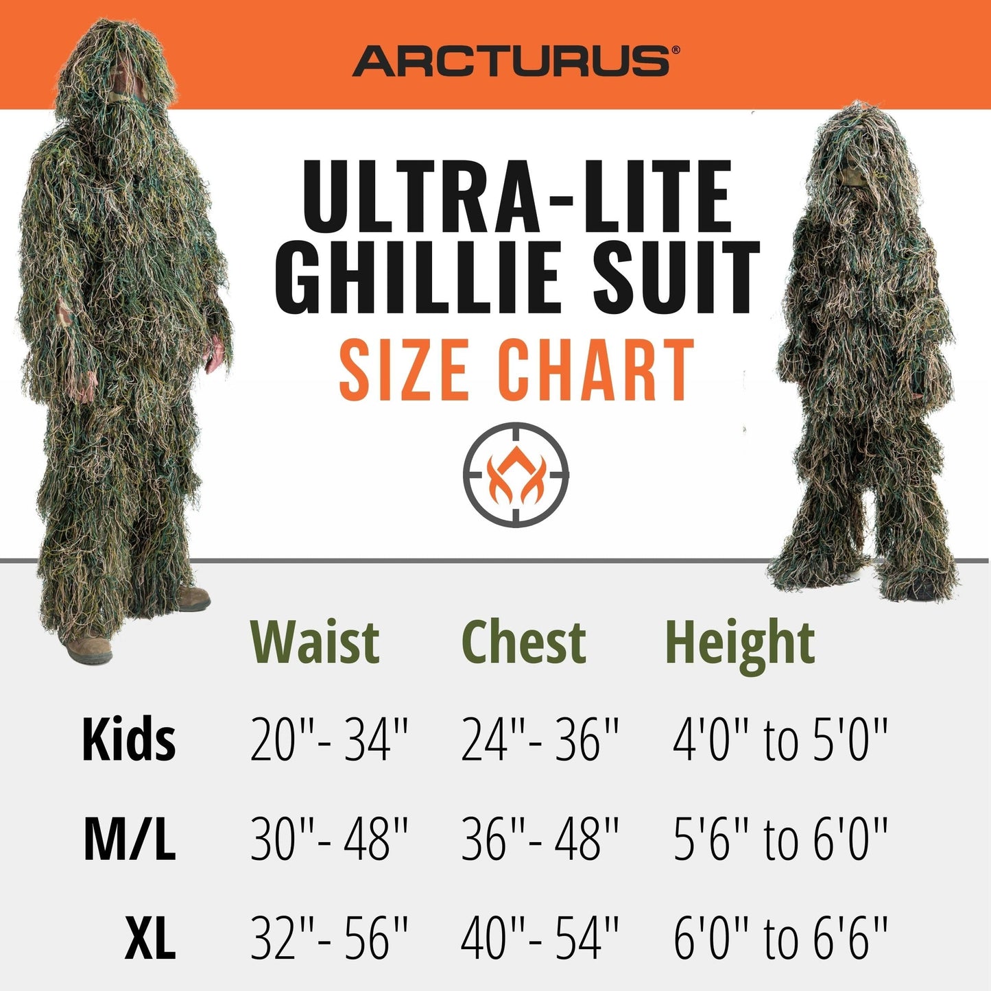 Arcturus Ultra-Lite Kids Ghillie Suit | Includes Bonus 3-Color Face Paint | Army | Sniper | Bush Halloween Costume