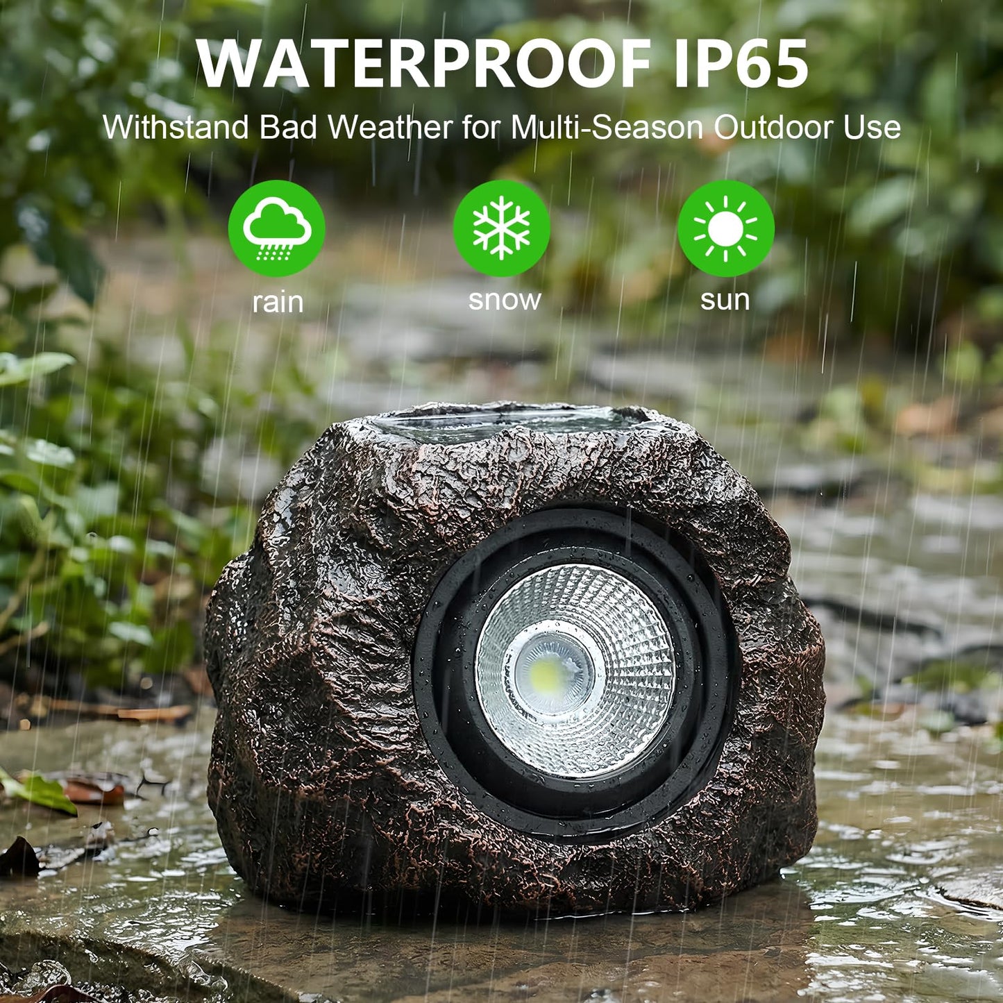 Candieslife Solar Garden Rock Lights Outdoor - IP65 LED Waterproof Solar Spotlight, Solar Powered Landscape Path Decorative Garden Stone Lights for Pathway, Walkway, Yard, Patio (2 Pack)