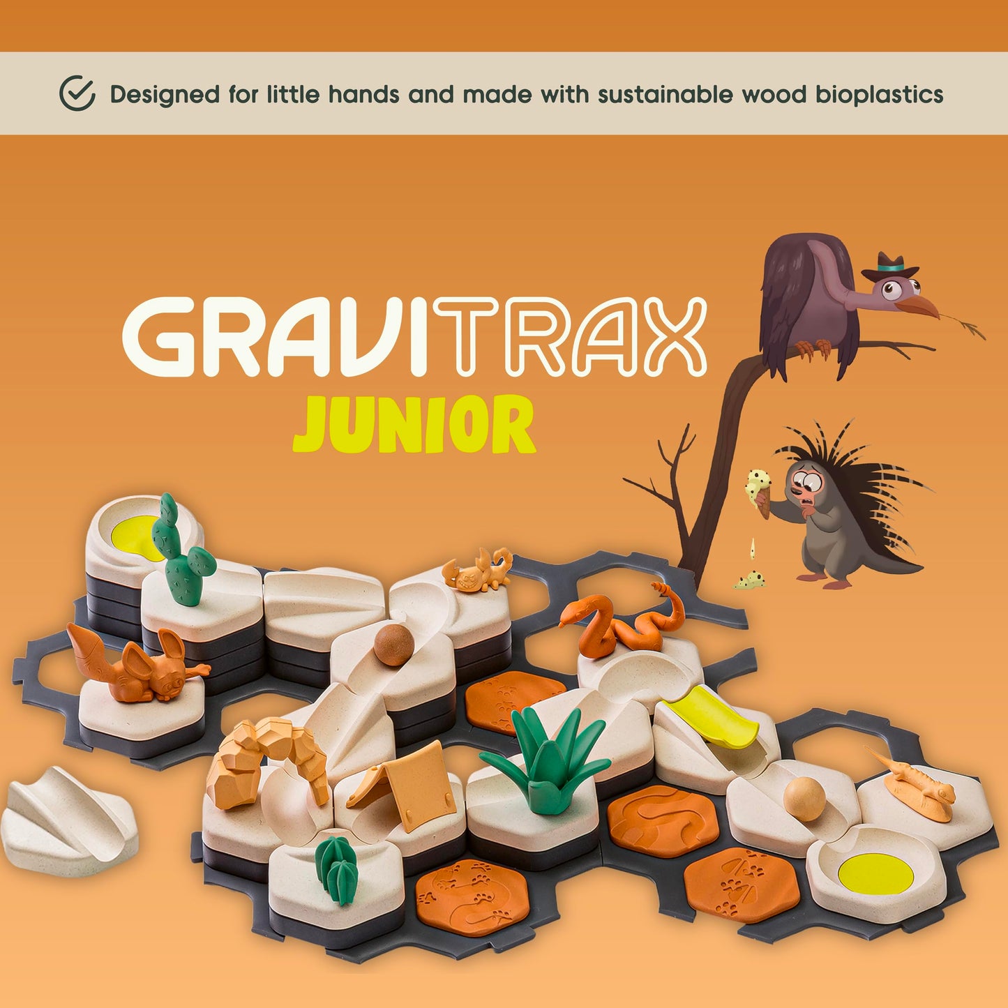Ravensburger GraviTrax Junior Starter Set - My Desert - 58-Piece Marble Run Game - Fun and Educational Preschool Marble Structure Building - STEM-Friendly, Interactive Learning - Kids Age 3 and Older