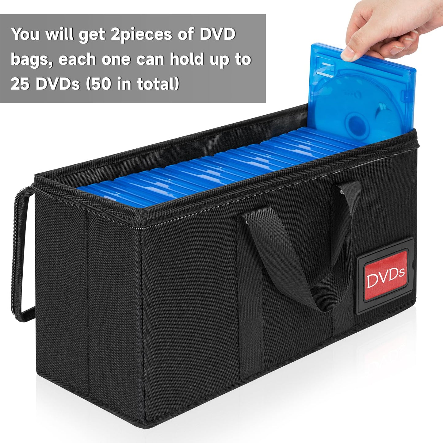 6 Pack-DVD Storage Boxes, PVC Clear Lid, DVD Case Holder Organizer with Index Labels-15.4"x 5.5"x 7.9" DVDs Storage Holder Bags for DVDs, CDs, Video Games, Books, Each Hold up to 25 DVDs Jewel Cases