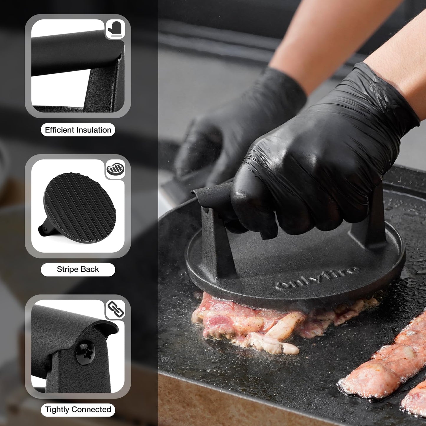 Onlyfire 3pcs Griddle Accessories Kit,Cheese Melting Dome & Burger Press Kit for Outdoor Griddle BBQ, Flat Top Teppanyaki Grilling & Steaming