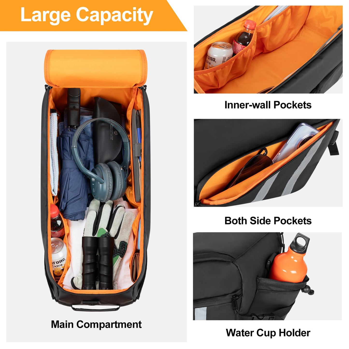 HODRANT Waterproof Under Seat Bag Compatible with Honda Ruckus 2010-2024 Scooter, Cling to Side Frame Box Scooter Under Seat Storage Organizer with Shoulder Strap for Motorcycle Accessories, Bag Only