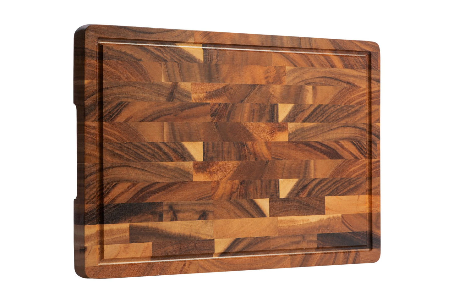 FYCTIO Walnut Wood Cutting Board End Grain Wooden Cutting Boards for Kitchen Chopping Block with Deep Juice Groove, Inners Handles, Gift Box, 16.5“x11.6”x0.8“