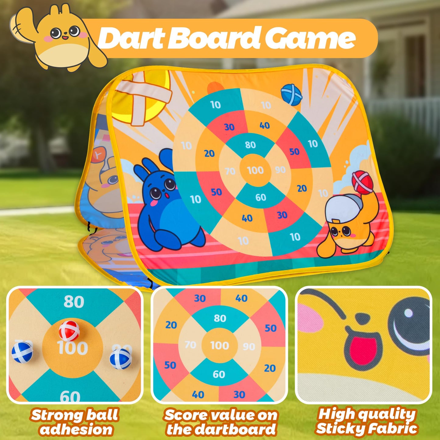 Giant 3-in-1 Bean Bag Toss Game for Kids, Toddler Toys Soccer Goal Board, Dartboard, Outdoor Outside Carnival Combo Set for Backyard Beach Lawn Party Fun, Birthday for Boys Girls 1-3 2-4 4-8