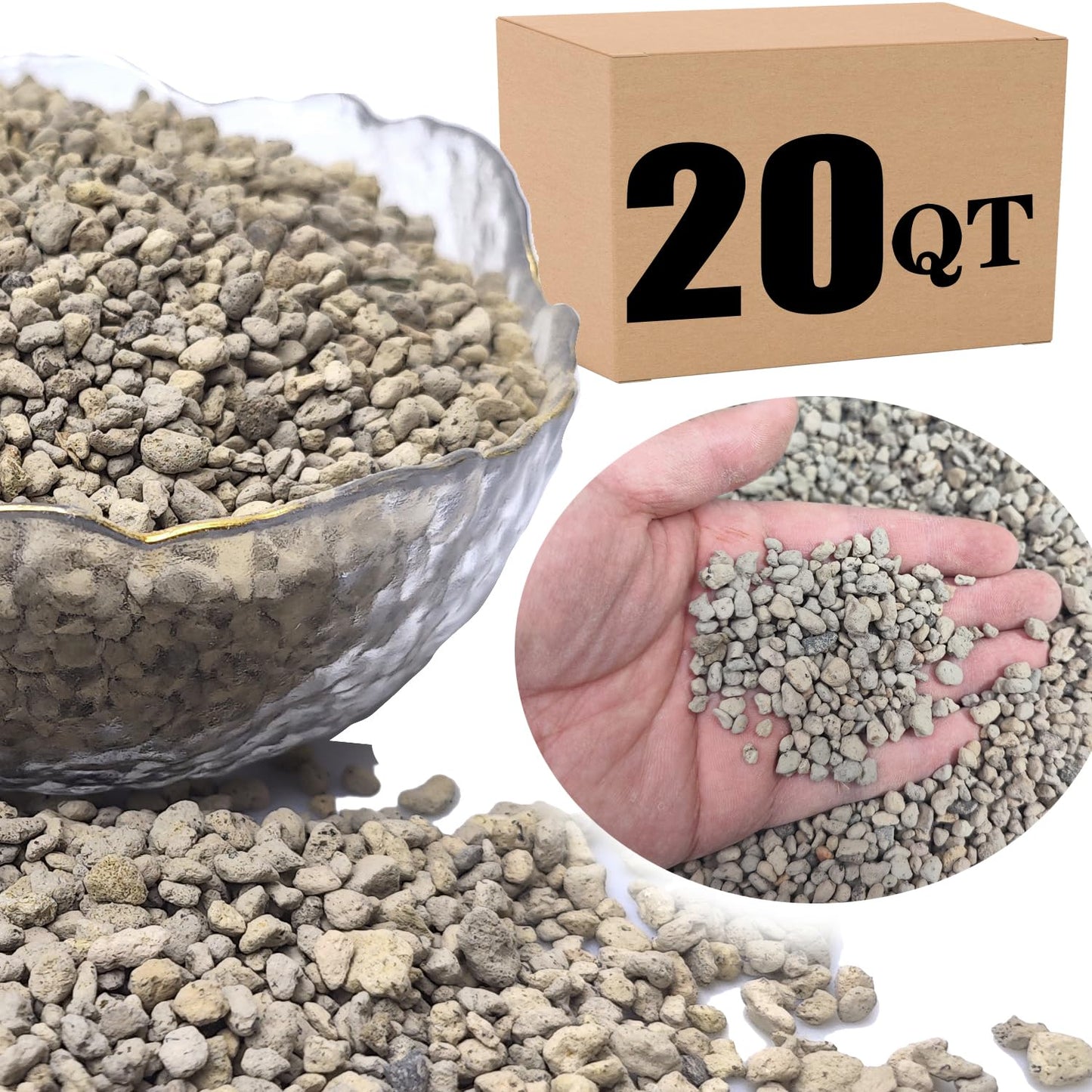 Horticultural Pumice for Plants Professional Sifted - for Succulents, Cactus, Bonsai Plants (1/4 inch, 19L)