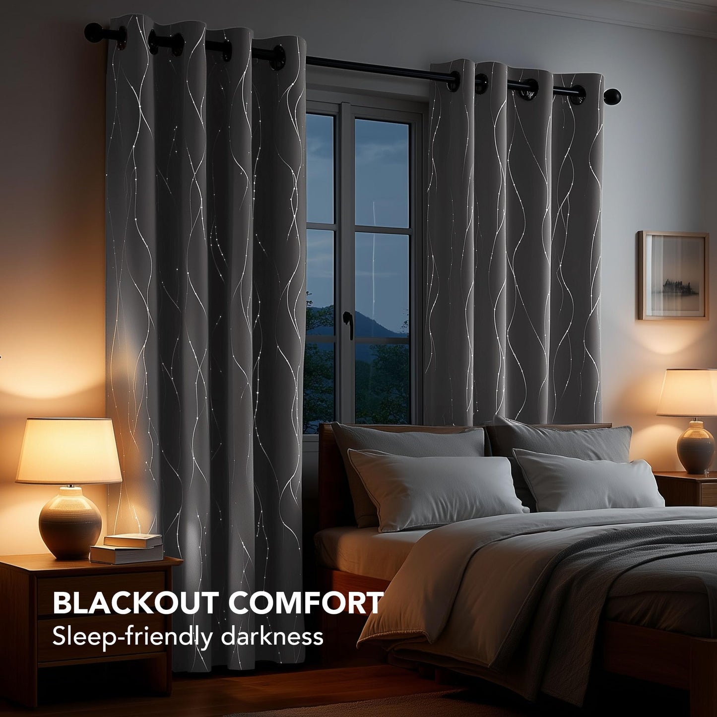 Deconovo Blackout Curtains 84 Inches Long, Thermal Insulated Energy Saving Curtains for Bedroom, Noise Reduction Curtain Drapes for Living Room (52W x 84L Inch, Grey, 2 Panels)