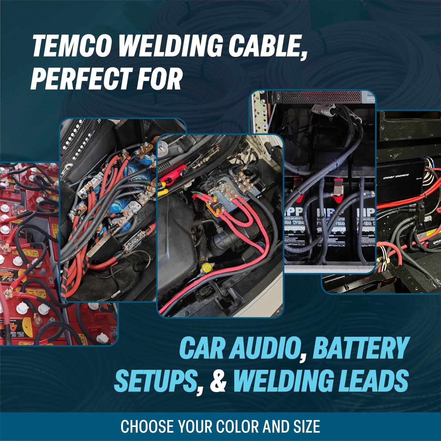 TEMCo Welding Lead & Car Battery Cable WC0202-50' Black/Red (25' Blk, 25' Red) 6 Gauge AWG