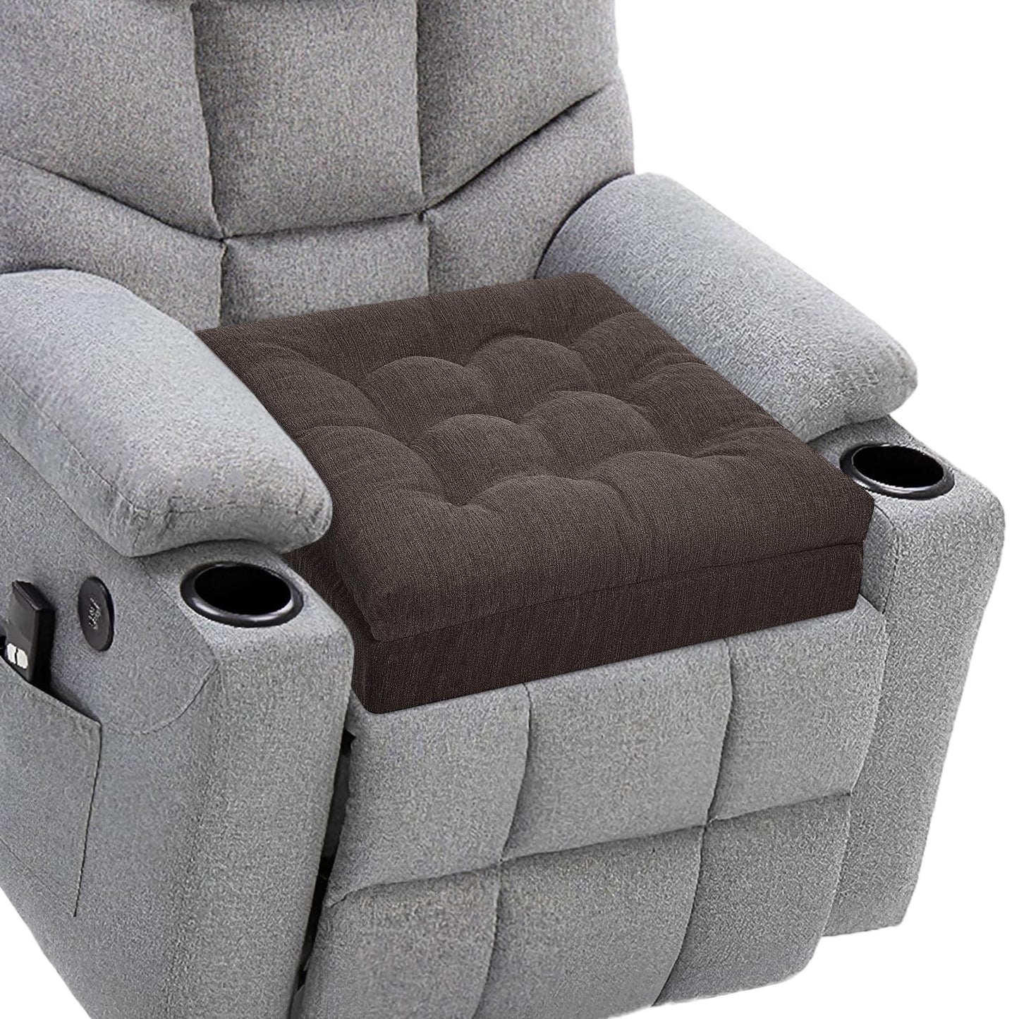 HAVARGO Recliner Cushions for Elderly, 20x20x5 Inch Thick Chair Cushion Patent Design Soft Tufted Dual Layer Booster Seat Recliner Risers Taupe 1P