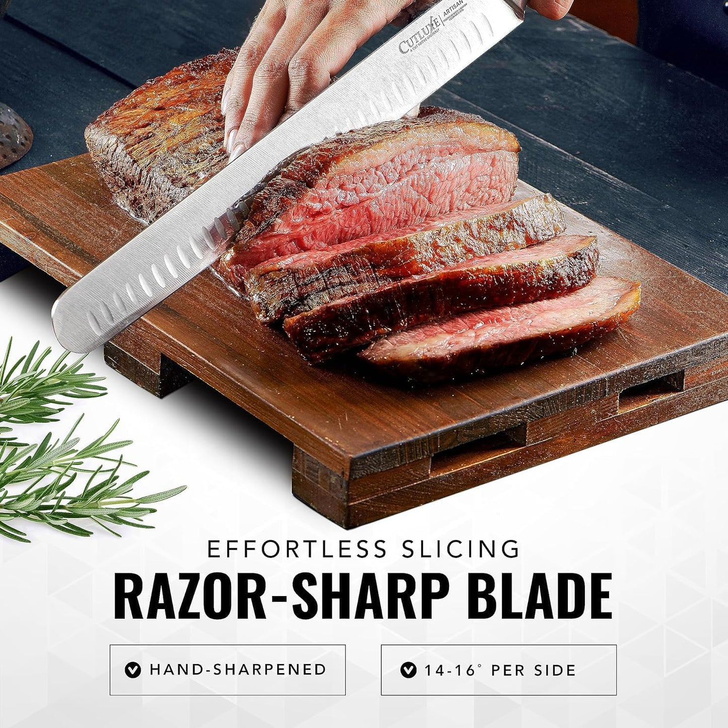 Cutluxe BBQ Carving Knife Set – Brisket Slicing Knife and Boning Knife for Meat Cutting – Professional Knife with Razor Sharp German Steel, Full Tang, Ergonomic Handles – Artisan Series