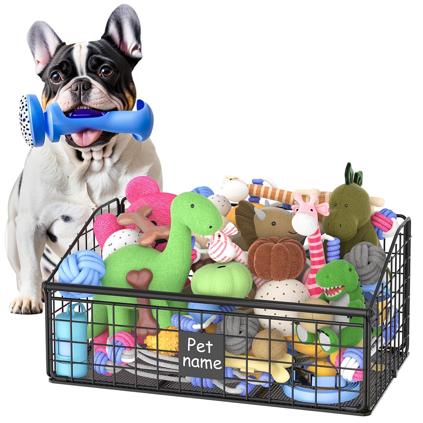 Kaiferty Indestructible Dog Toy Basket, Medium, Black