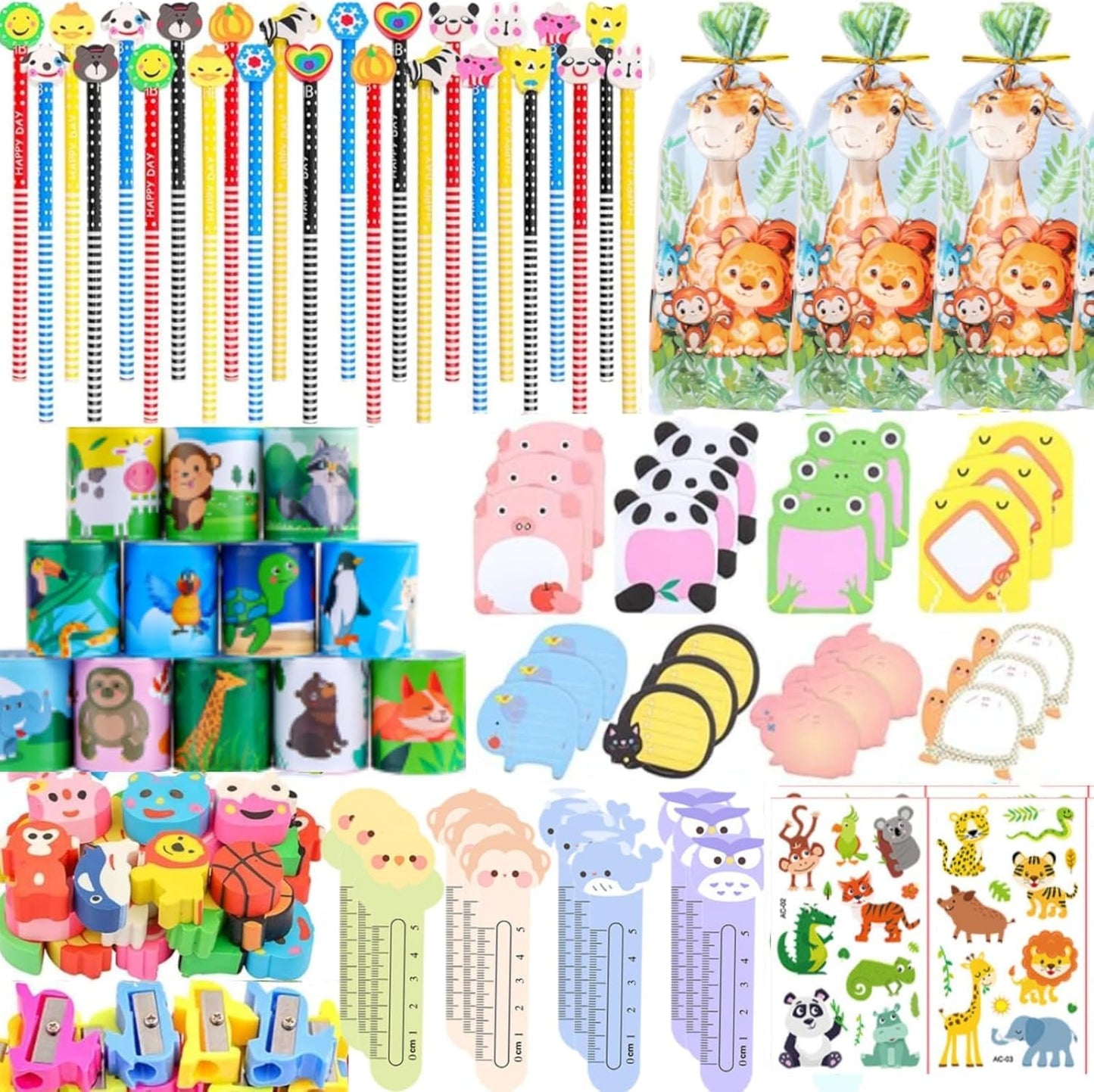 Loot Bags for Kids Birthday, 24Pack Stationery Birthday Goodie Bags with Pencils Erasers Stickers School Classroom Gifts for Students Classroom Gifts Rewards Prizes