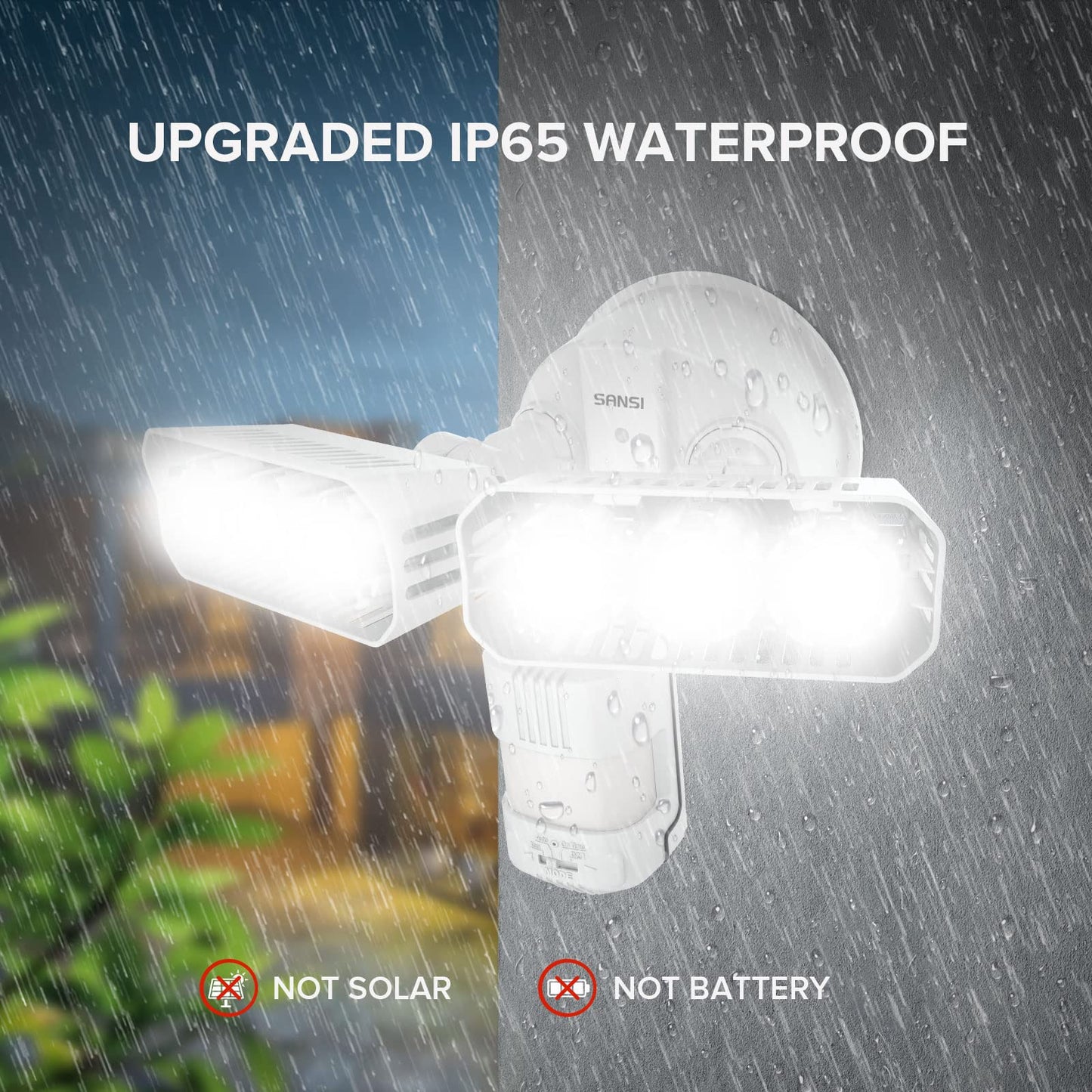 SANSI 38W 5000LM LED Motion Sensor Outdoor Light, 50,000 Hrs Lifespan Security Light, 500W Equiv 5000K Dusk to Dawn IP65 Flood Light, Super Bright for Garage Yard Patio White Wired Not Solar
