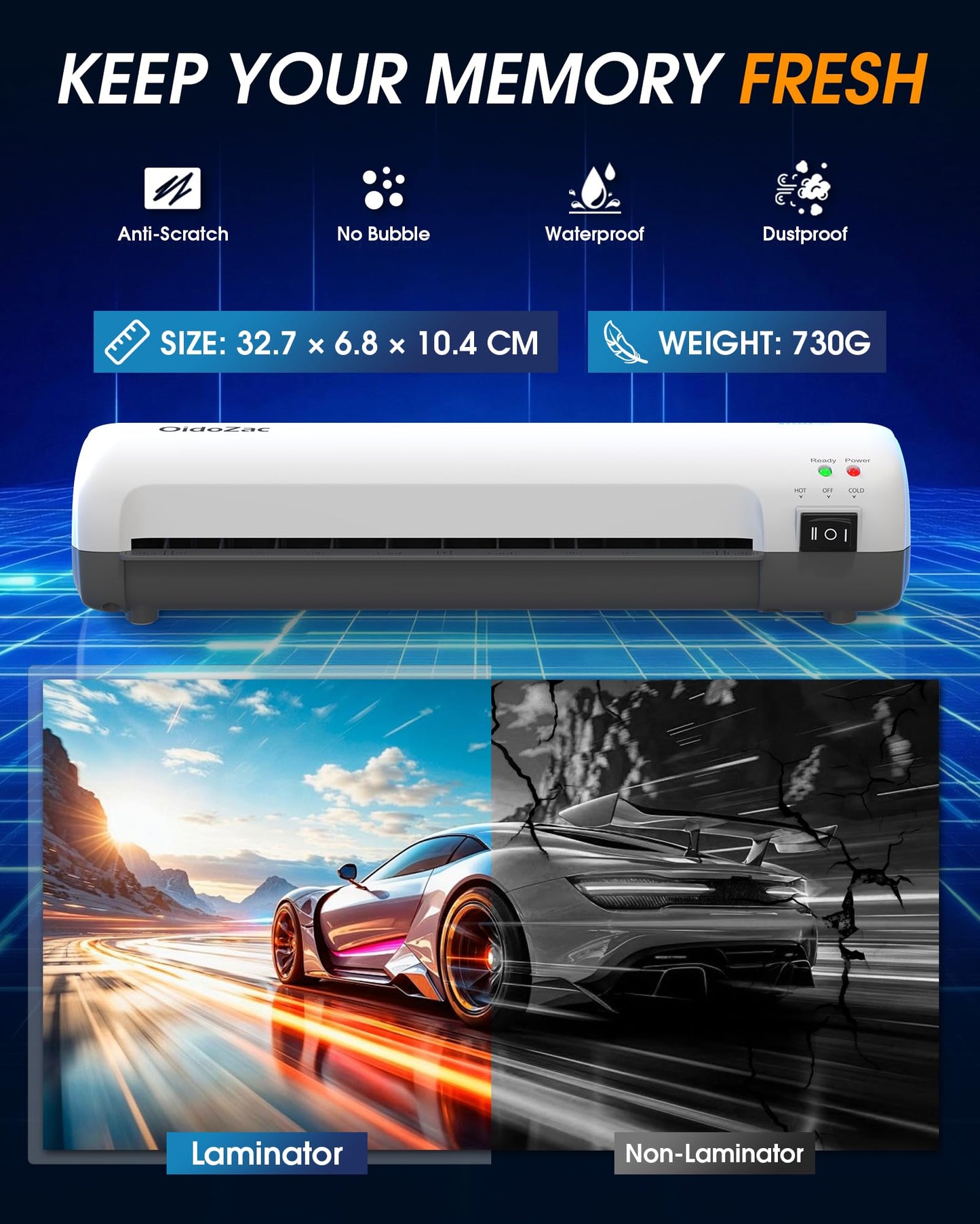 Laminator Machine 9-Inch, 4-in-1 Thermal Laminator with 30 Laminating Pouches (A4/A5/A6), Never Jam ABS Button, Trimmer & Corner Rounder, Hot & Cold Desktop Laminating Machine for Home Office School