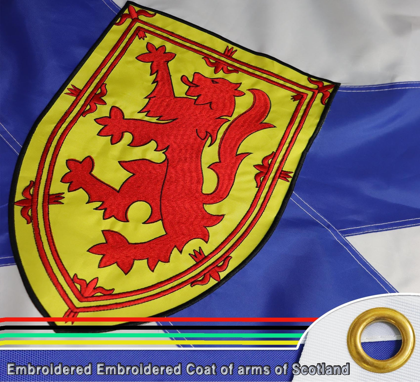 Premium Canada Nova Scotia Flag 3x5 Ft large - Nylon Embroidered Coat of arms of Scotland -Quadruple Stitched Fly Ends Province Ns Flags Outdoor/Indoor Banner Yard Decoration