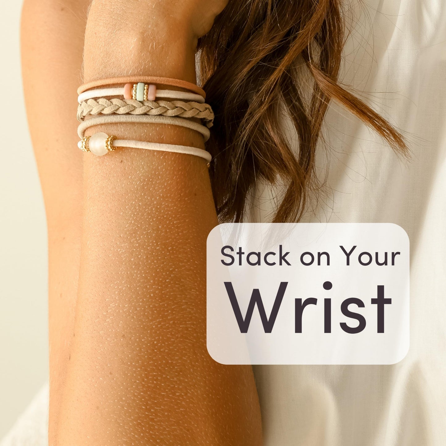 By Lilla Hair Ties for Women No Damage – The Original Bracelet Hair Tie – Hand Made Jewelry with Luxury Elastic and Tarnish Free Gold and Silver – Boho Hair Accessories and Wrist Stacks (Halo)