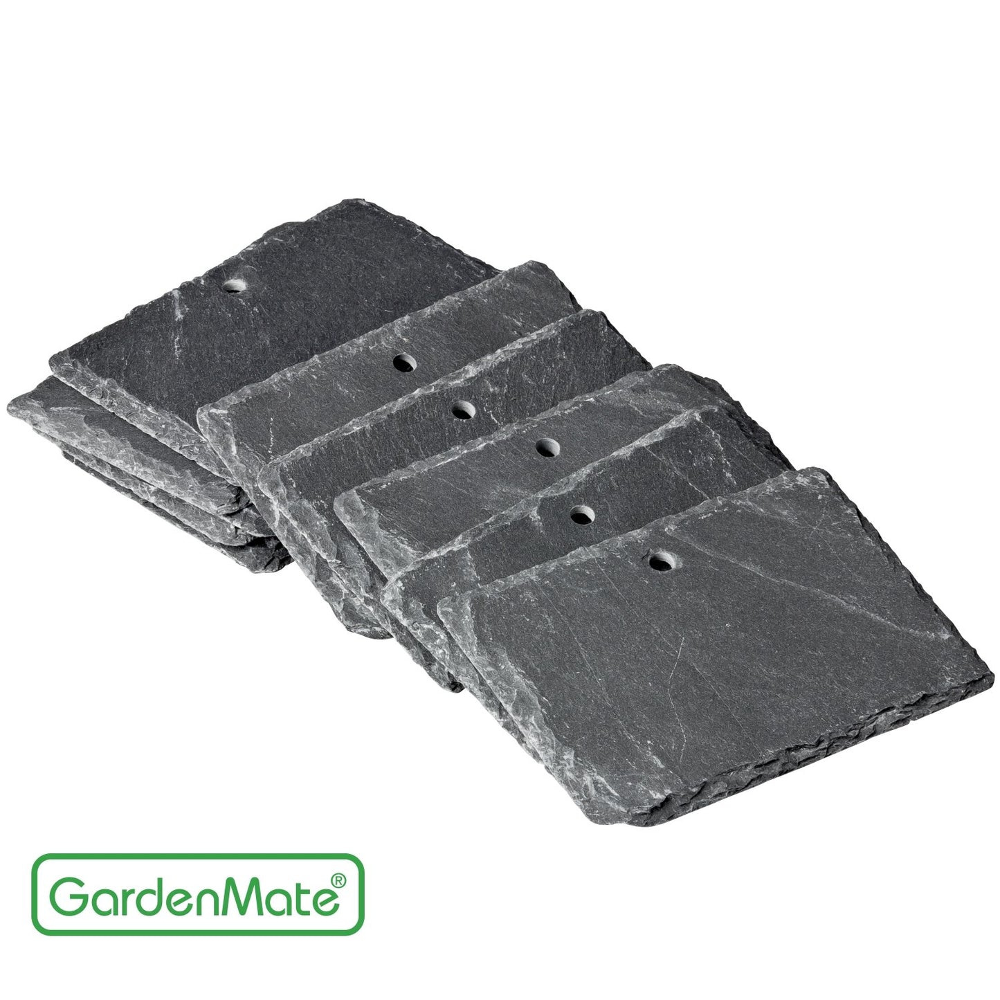 GardenMate 10-Pack 22" tall Slate Plant Labels with Metal Rod - Slate tag 4"x2 3/4" - Natural Style