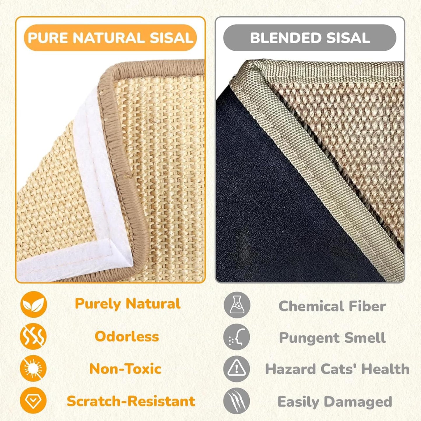 Cat Scratching Post for Indoor Cats,Standing Cat Scratching Pad with Natural Sisal Cat Scratcher Mat,Foldable Wooden Griffoir Pour Chat,Multifunctional Grattoir Pour Chat,Protect Cat Scratch Sofas