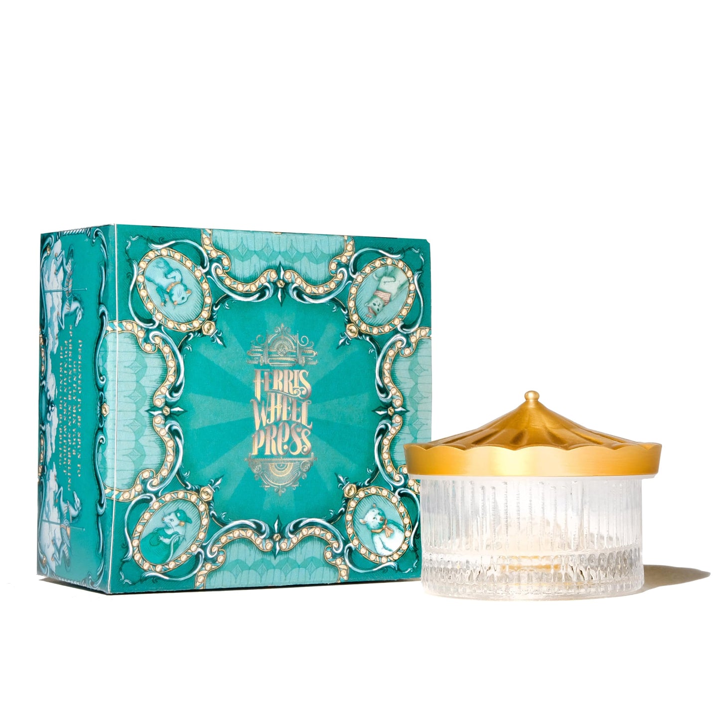 Ferris Wheel Press The Carousel Inkwell, Four Functional Positions, Glass Vessel for Ink, Modern Antiques
