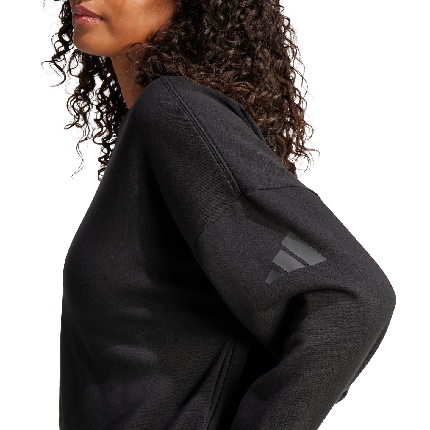 adidas Womens SL+ Fleece Bomber Sportswear Track Top,Black,X-Large