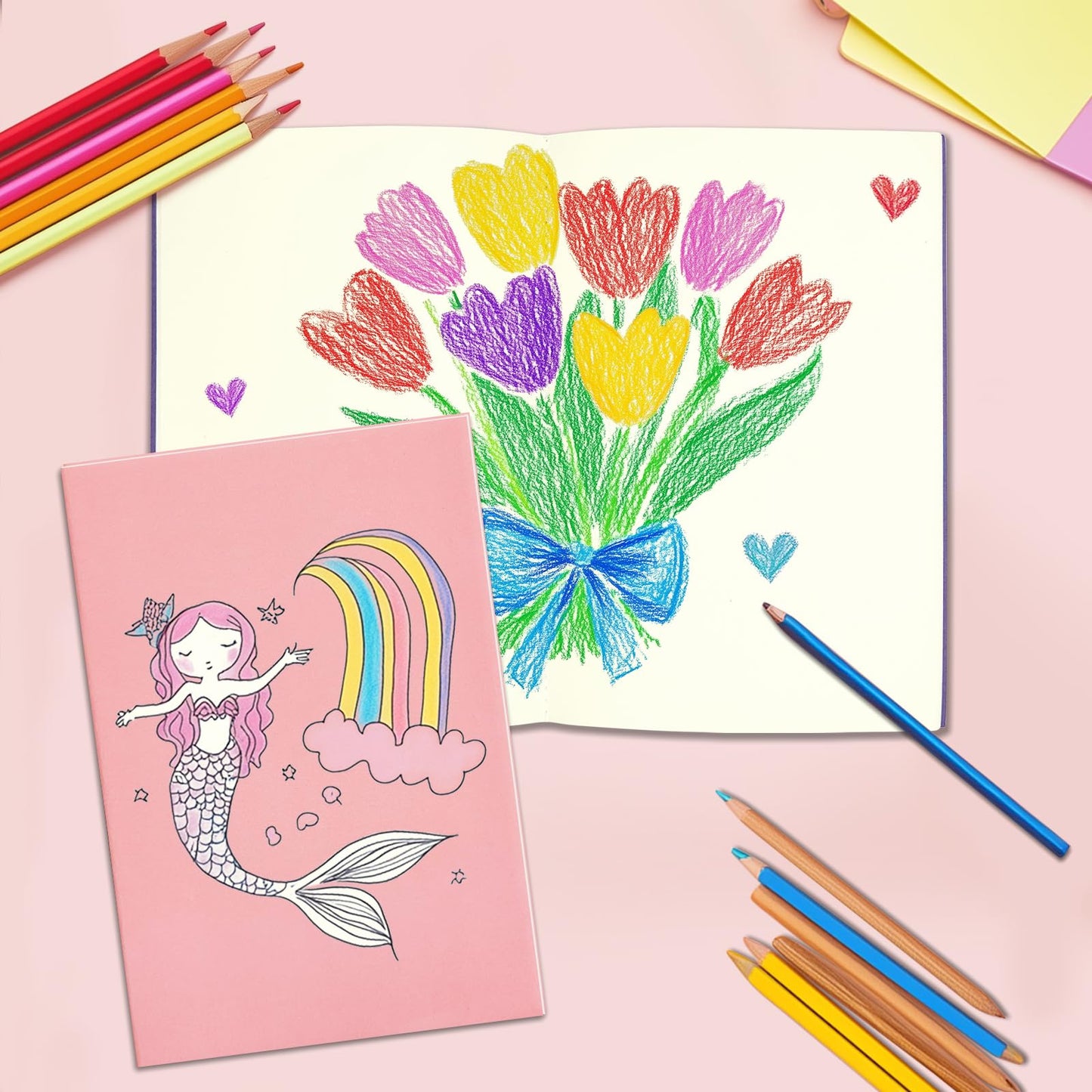 24 Pack A5 Blank Notebooks Bulk, 8.5x5.5" Unlined Journals 60 Pages(30 Sheets) Kraft Sketchbook Notebook for Kids Students School Office Home (2Pcs x 12 Colors)