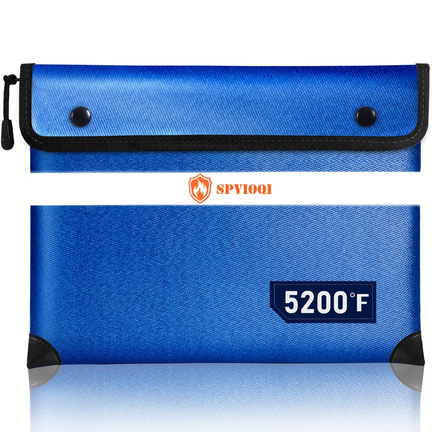 Upgraded Fireproof Document Bag - with 5200°F Heat Insulated, 14.2"x11" Fireproof Money Bag for Cash, 8 Layers of Functional Materials, Water Fire Proof Bag with Zipper/Metal Snap/Reflective Strip