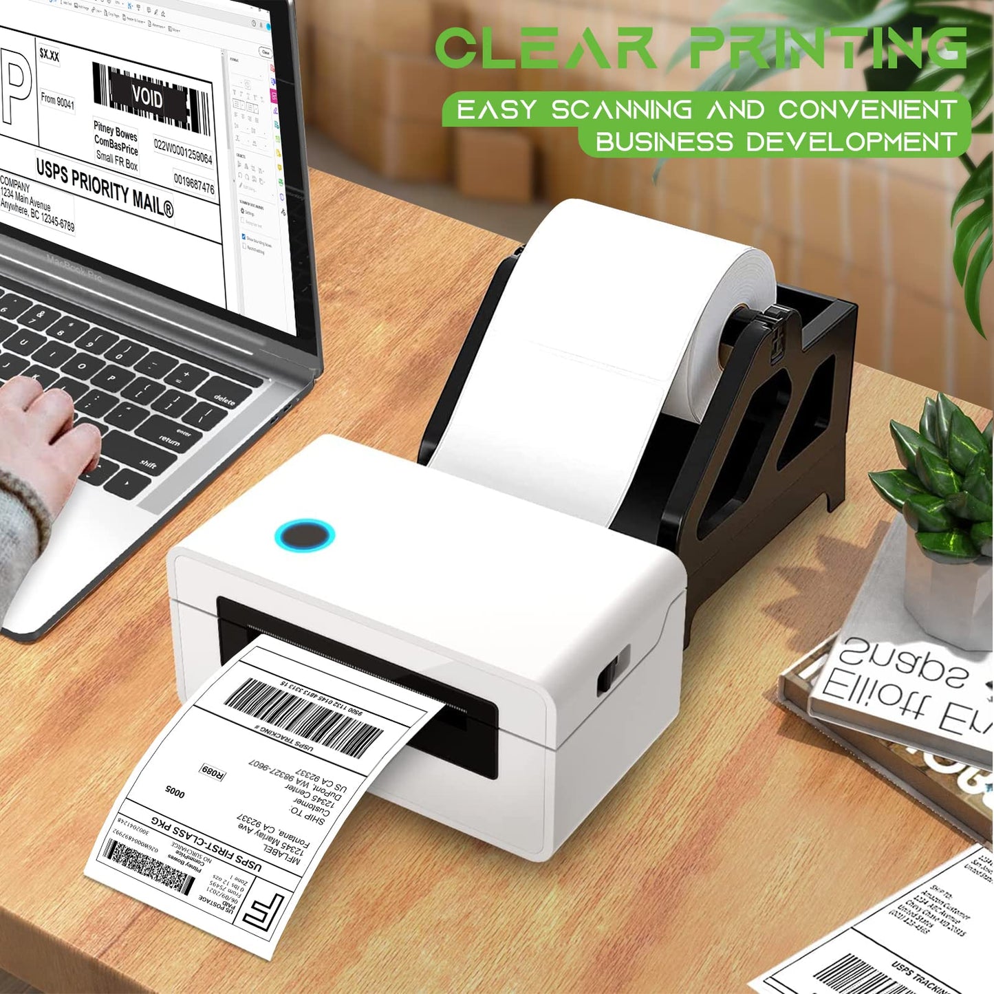 MFLABEL 4 Rolls of 450 Direct Thermal Shipping Labels 4x6 for Zebra 2844 Zp-450 Zp-500 Zp-505