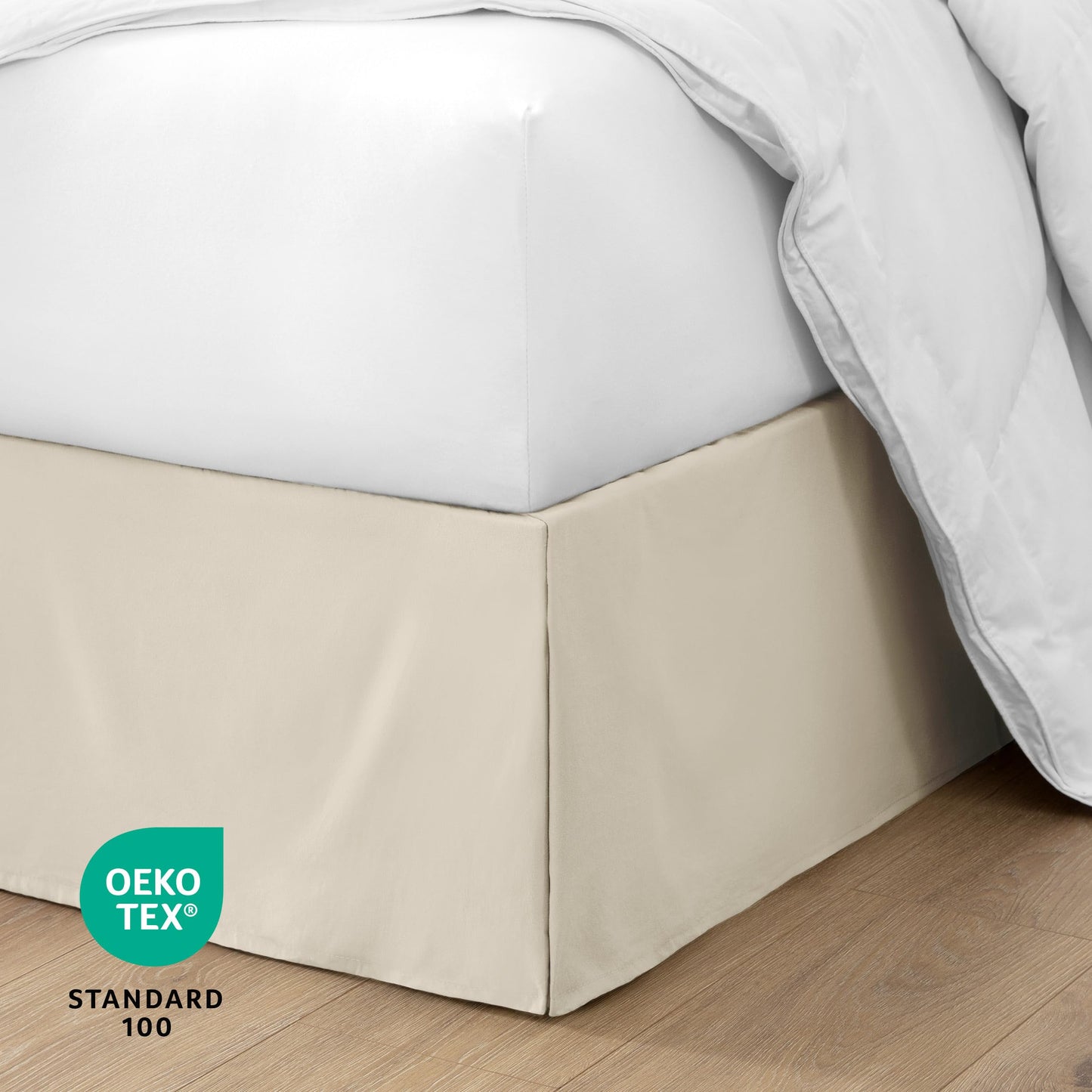 Bare Home Bed Skirt Double Brushed Premium Microfiber, 15-Inch Tailored Drop Pleated Dust Ruffle, 1800 Ultra-Soft Collection, Shrink and Fade Resistant (Queen, Sand)