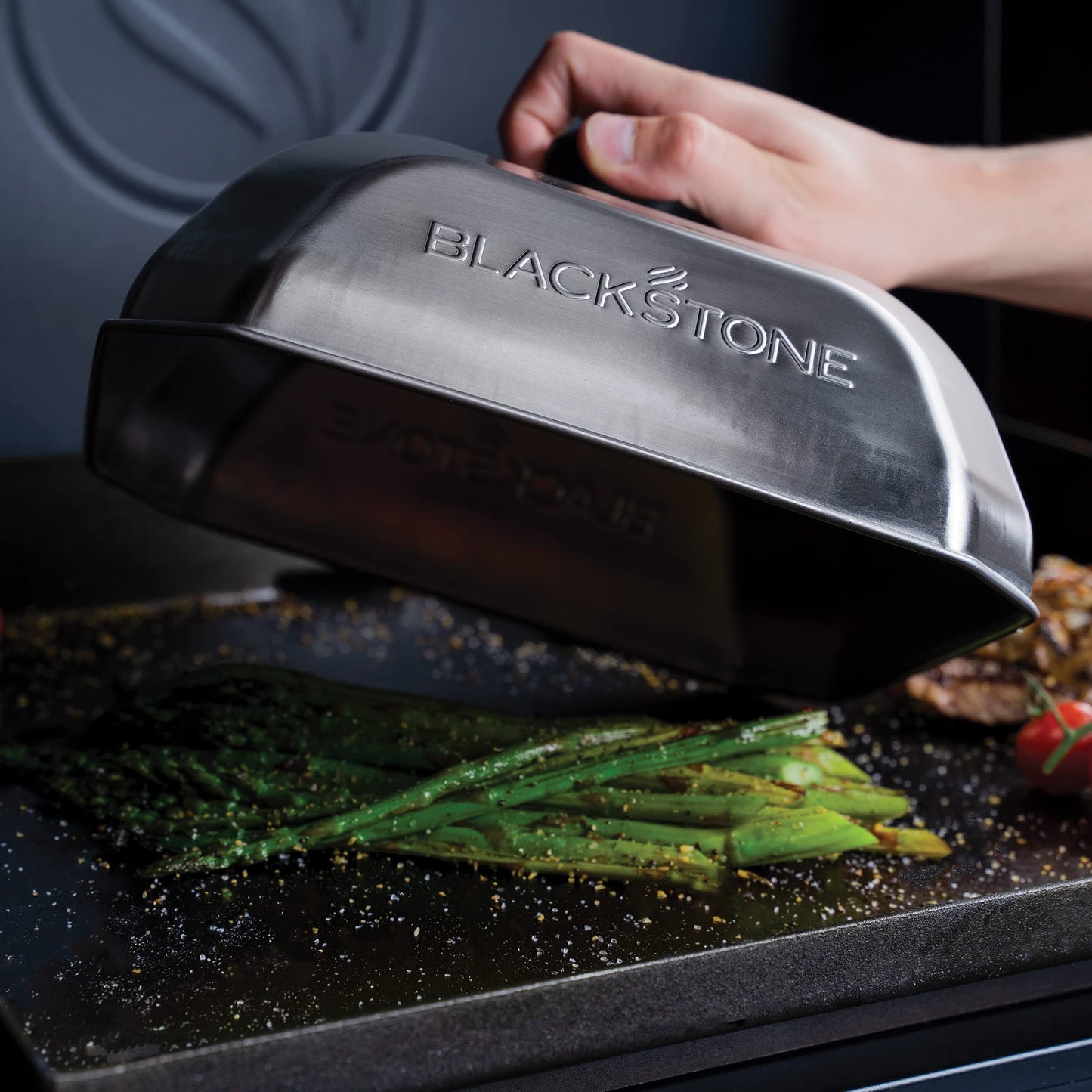 BLACKSTONE 5555 Stainless Steel Square Basting Cover Medium (10" x 10") Flat Top Gas Grill Griddle BBQ Accessories- Cheese Melting Dome and Steaming Cover, Heat Resistant, Dishwasher Safe, Silver