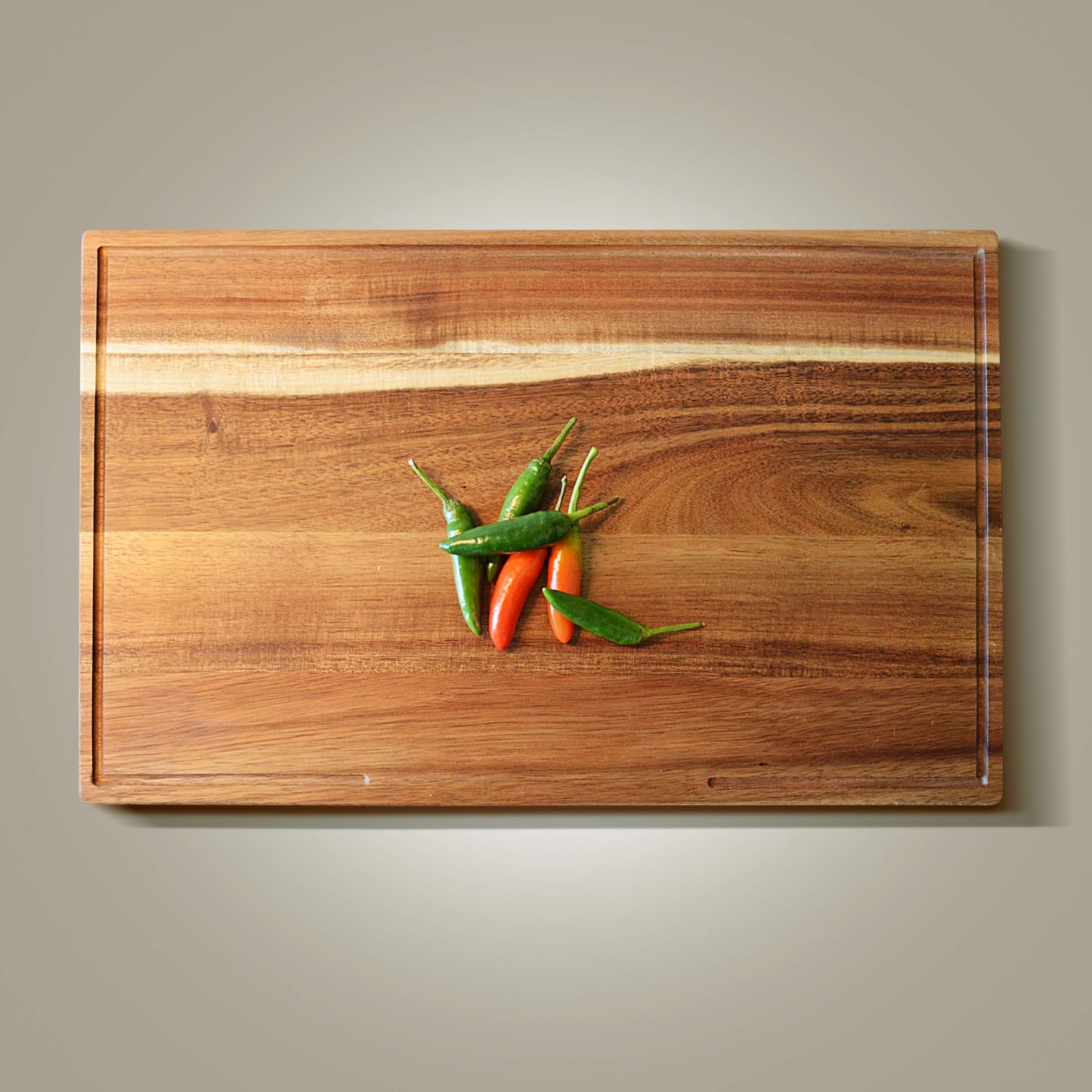 Acacia Wood Cutting Board, 15.7 x 10.2 Inch (ExtraThick 1.6") Heavy Duty Edge Grain Wooden Chopping Board with Juice Groove & Handles. Hardwood Butcher Block & Charcuterie (Oil & Plate Included)