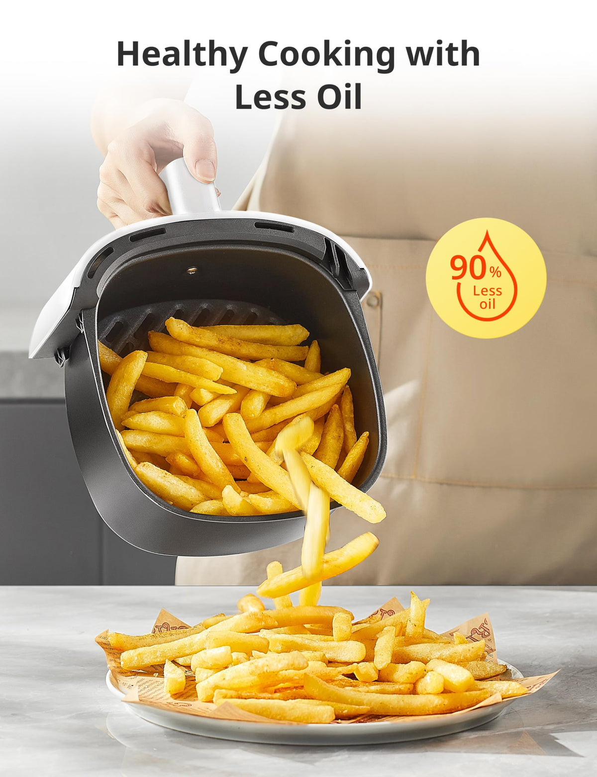 COMFEE' Compact 2.1 Quart Air Fryer with 12 Menu Options, Adjustable Timer & Temperature Control 80-204 degrees C, Dishwasher-Safe Nonstick Fry Basket