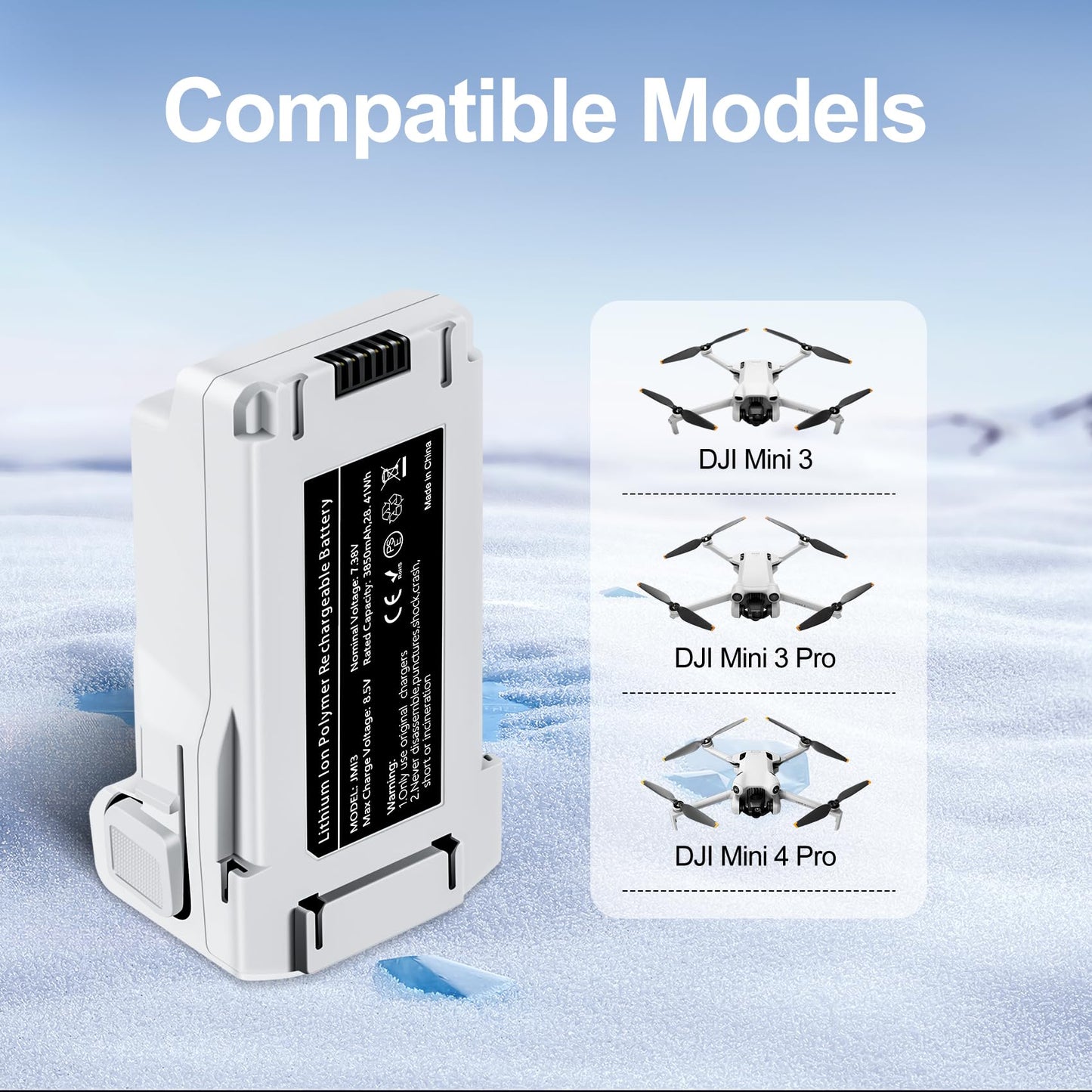 PoweLyt 1 Pack Mini 3 Series Intelligent Flight Battery 3850mAh Upgraded Drone Battery Supports up to 51 Minutes of Flying Time Fully Compatible with DJI Mini 4 Pro/3 Pro/3 Drone