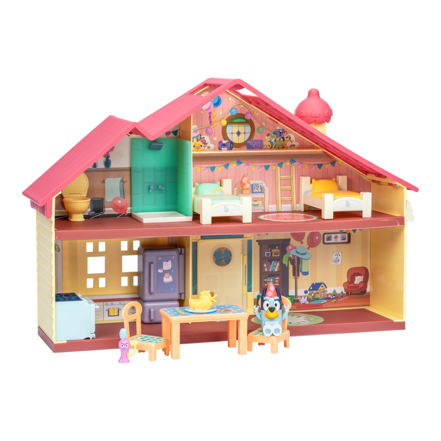 Bluey's Celebration Home, Help Celebrate Bluey's Birthday, with 11 Play Pieces of Removable Furniture and Accessories, Plus 1 Exclusive 6.3cm Bluey Figure