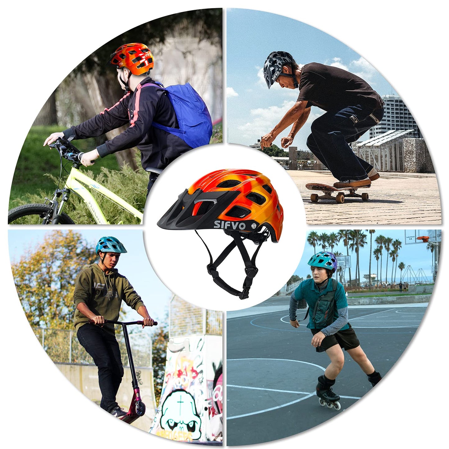 Kids Bike Helmet, SIFVO Kids Helmet Boys and Girls Bike Helmet with Cool Visor Bike Helmet Kids 6+, Youth Bike Helmet Kids Mountain Bike Helmet Lightweight and Sturdy（52-58cm）