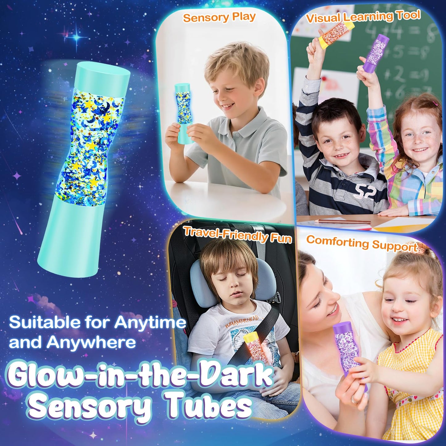 Subao Sensory Toys for Autism Kids, Sensory Lights Glow-in-the-Dark, Light Up Sensory Tubes Fidget Toys, Autism Sensory Products for Anxiety & Stress Relief, Sensory Special Needs Developmental Toys