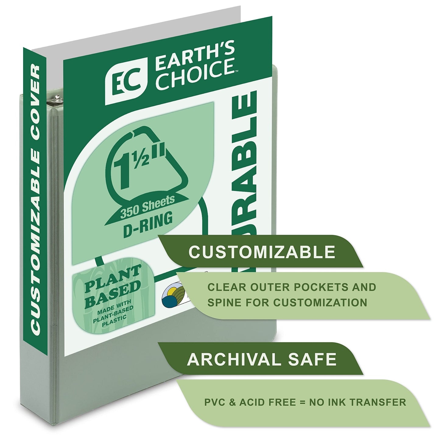 Samsill Plant-Based 1.5 Inch Durable D-Ring, Made in USA, View Binder, Eco-Friendly, USDA Certified Biobased, 4 Pack, Boho Assortment