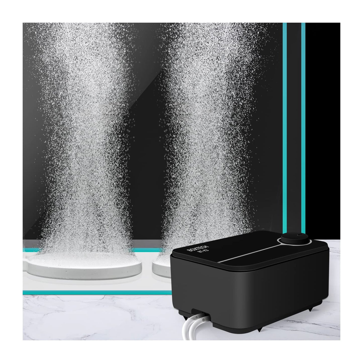 Boxtech Fish Tank Air Pump - Aquarium Adjustable Fish Oxygen Pump, Ultra-Quiet Aerator Bubbler with Dual Outlet