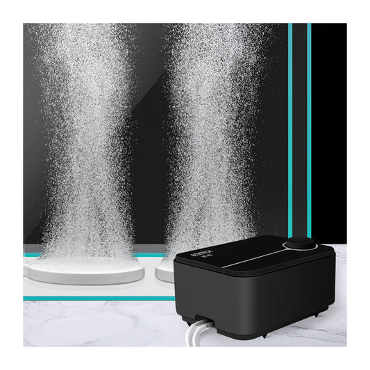 Boxtech Fish Tank Air Pump - Aquarium Adjustable Fish Oxygen Pump, Ultra-Quiet Aerator Bubbler with Dual Outlet