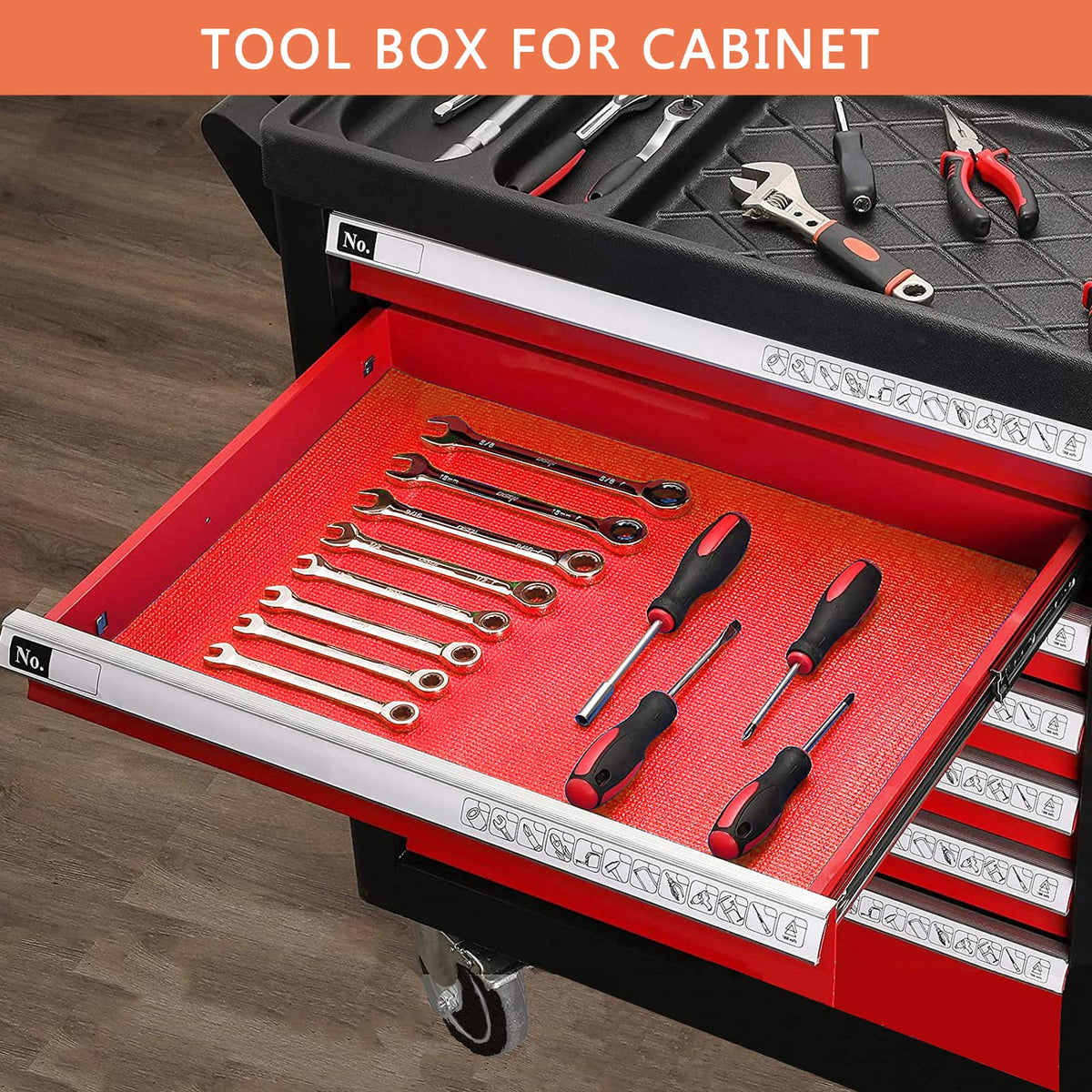 Foam Toolbox Liner Drawer Mat 1/8 Inch Thick X 20 Inch Wide X 24 Ft Long Red, No Slip for Protecting Cabinet, Garage, Cart, Tool Box
